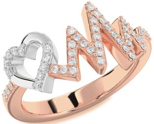 Diamond Platinum & Rose Gold Heart Ring