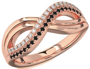 Black Diamond Rose Gold Infinity Round Promise Ring