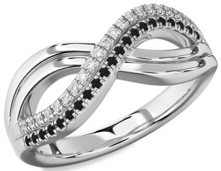 Black Diamond Platinum Infinity Round Promise Ring