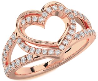 Diamond Rose Gold Heart Ring