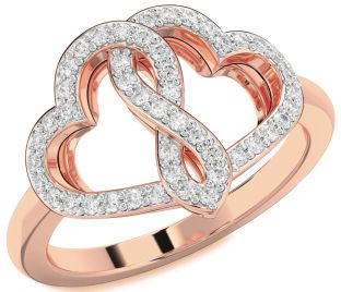 Diamond Rose Gold Heart Infinity Ring
