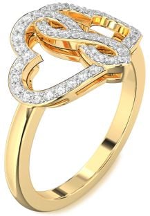 Diamond Gold Heart Infinity Ring