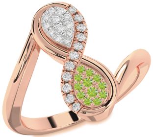 Diamond & Peridot Rose Gold Infinity Round Promise Ring