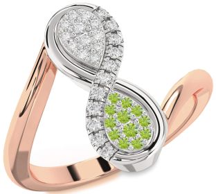 Diamond & Peridot White Rose Gold Infinity Round Promise Ring