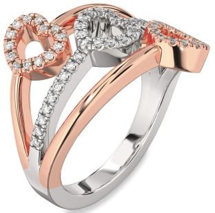 Diamond Platinum & Rose Gold Heart Ring