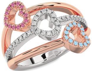 Platinum & Rose Gold Heart Promise Ring