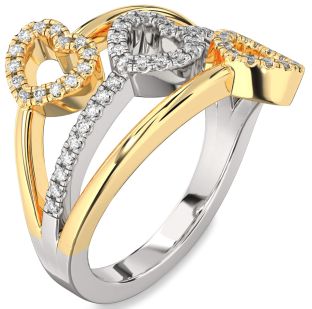 Diamond Silver & 10K gold Heart Ring