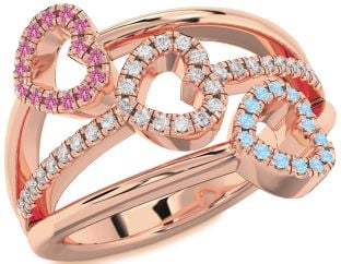 Rose Gold Silver Heart Promise Ring