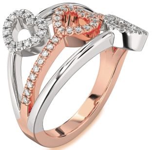 Diamond Platinum & Rose Gold Heart Ring