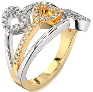 Diamond Platinum & Yellow Gold Heart Ring