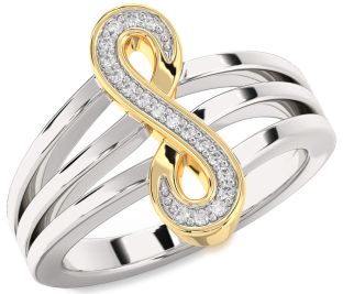 Diamond White Yellow Gold Infinity Ring