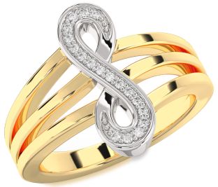 Diamond White Yellow Gold Infinity Ring