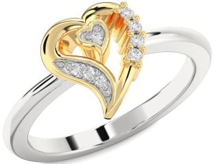 Diamond Platinum & Yellow Gold Heart Ring