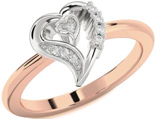 Diamond Platinum & Rose Gold Heart Ring