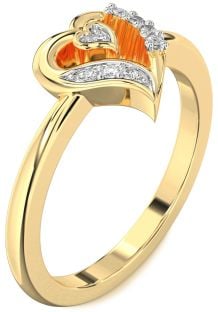 Diamond Gold Heart Ring