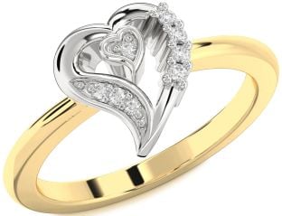 Diamond Platinum & Yellow Gold Heart Ring
