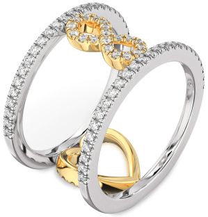 Diamond Silver & 10K gold Heart Infinity Ring