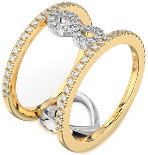 Diamond White Yellow Gold Heart Infinity Ring