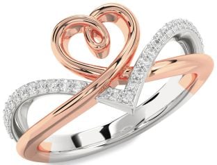 Diamond Platinum & Rose Gold Heart Ring
