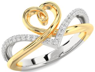 Diamond Silver & 10K gold Heart Ring