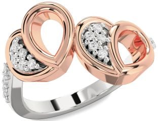Diamond Platinum & Rose Gold Heart Ring