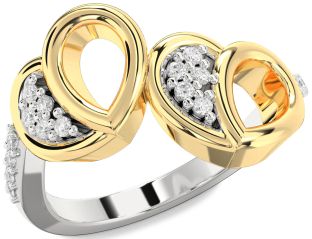 Diamond Silver & 10K gold Heart Ring