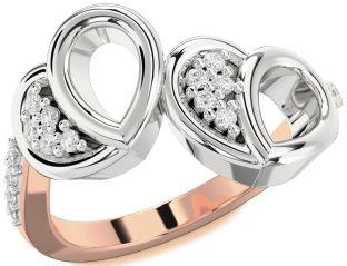 Diamond White Rose Gold Heart Ring