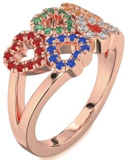 Blue Sapphire & Ruby Rose Gold Heart Promise Ring