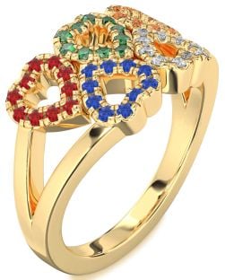 Blue Sapphire & Ruby Gold Heart Promise Ring