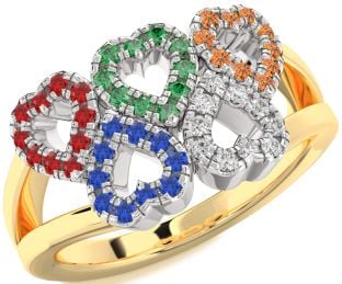 Blue Sapphire & Ruby Platinum & Yellow Gold Heart Promise Ring