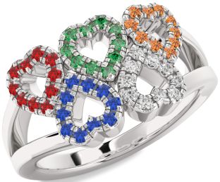 Blue Sapphire & Ruby Platinum Heart Promise Ring