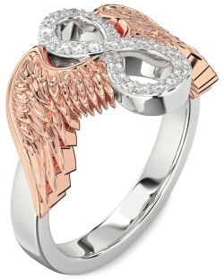 Diamond Platinum & Rose Gold Infinity Wings Ring