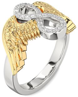 Diamond Silver & 10K gold Infinity Wings Ring