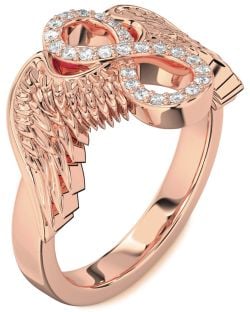 Diamond Rose Gold Infinity Wings Ring