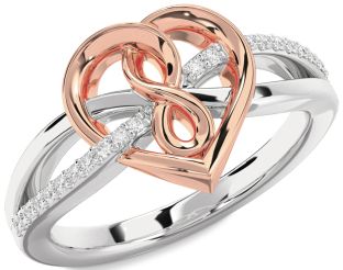 Diamond Platinum & Rose Gold Heart Infinity Ring