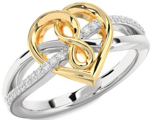 Diamond Silver & 10K gold Heart Infinity Ring
