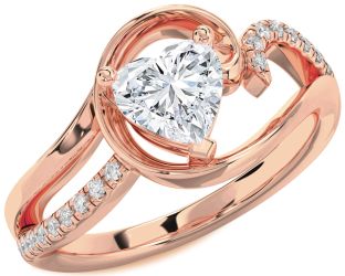 Diamond Rose Gold Heart Solitaire Engagement Ring