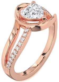 Diamond Rose Gold Heart Solitaire Engagement Ring