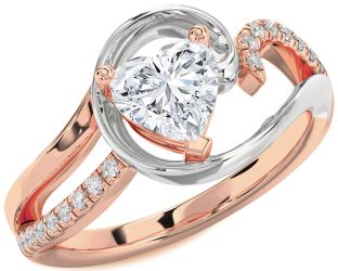 Diamond White Rose Gold Heart Solitaire Engagement Ring