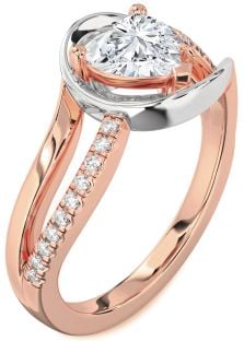 Diamond Platinum & Rose Gold Heart Solitaire Engagement Ring