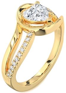 Diamond Gold Heart Solitaire Engagement Ring