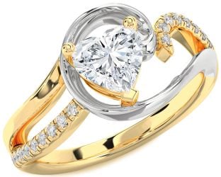 Diamond Platinum & Yellow Gold Heart Solitaire Engagement Ring