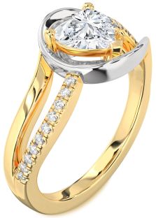 Diamond Platinum & Yellow Gold Heart Solitaire Engagement Ring