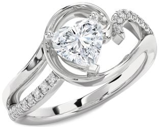 Diamond White Gold Heart Solitaire Engagement Ring