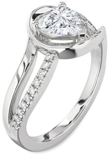 Diamond Platinum Heart Solitaire Engagement Ring