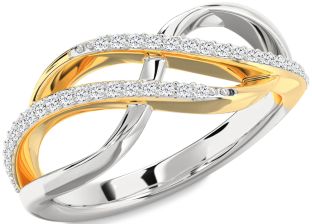 Diamond Silver & 10K gold Infinity Round Ring