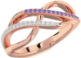 Diamond & Alexandrite Rose Gold Infinity Round Promise Ring