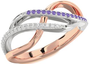 Diamond & Alexandrite Platinum & Rose Gold Infinity Round Promise Ring