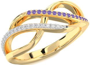 Diamond & Alexandrite Gold Infinity Round Promise Ring