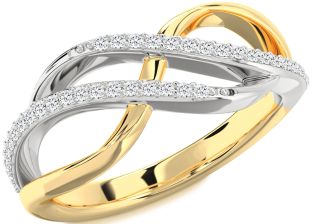Diamond White Yellow Gold Infinity Round Ring